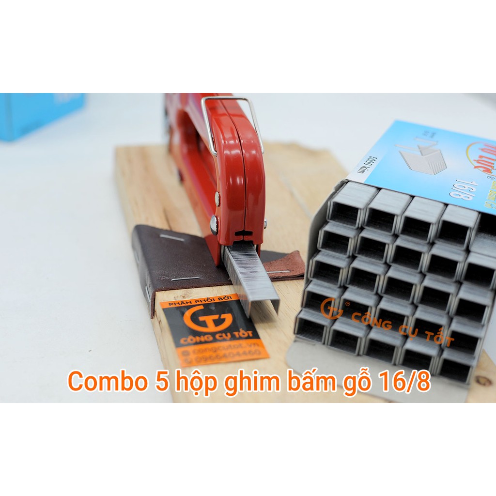 Combo 5 hộp ghim bấm gỗ tự lực 16/8