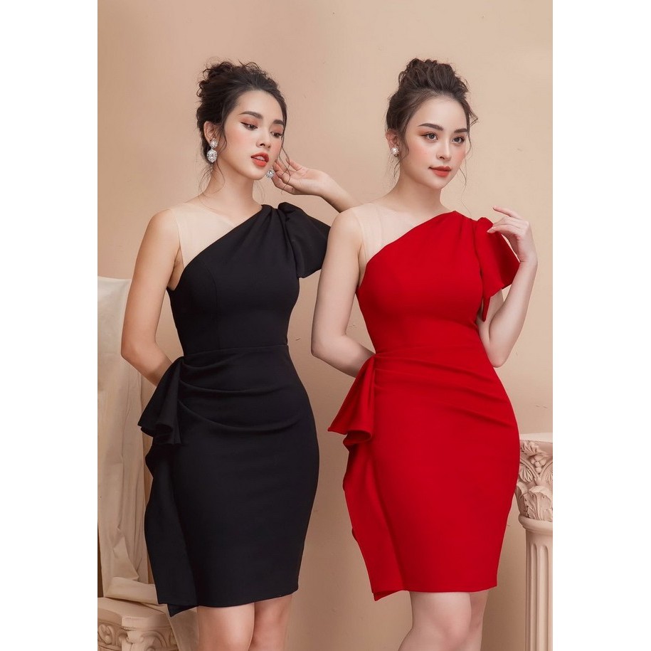Đầm thun ôm dự tiệc tà xéo trễ vai hàng thiết kế cao cấp (có nhiều size và màu sắc)