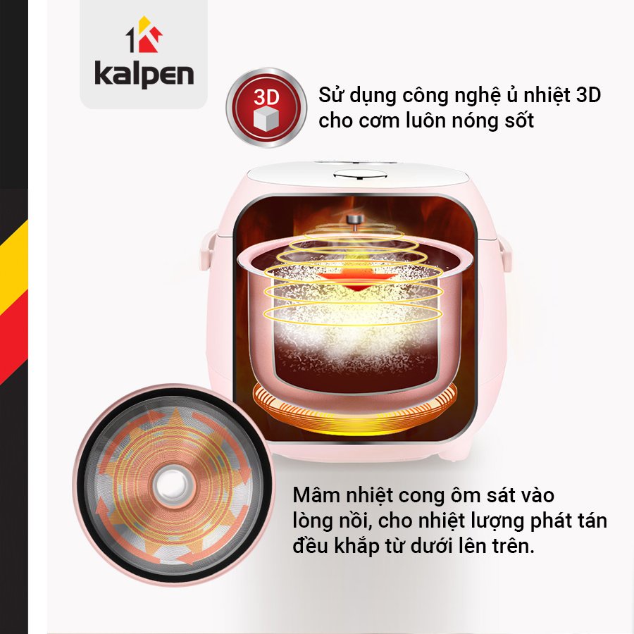 Nồi cơm điện ủ ấm 3D Kalpen model R1 dung tích 1L