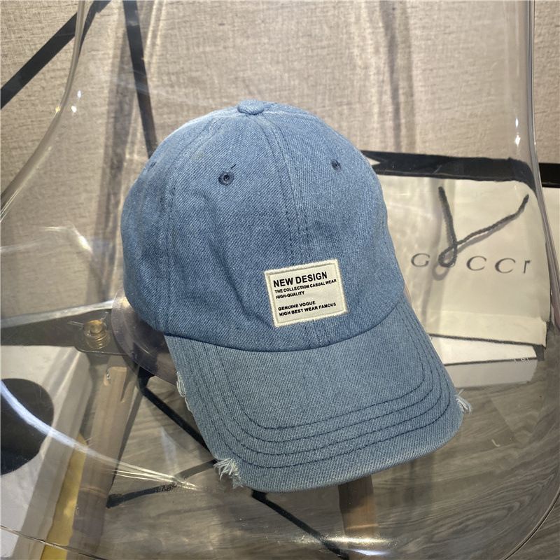 Mũ Kết Mũ Lưỡi Trai Unisex Denim Xước Cá Tính