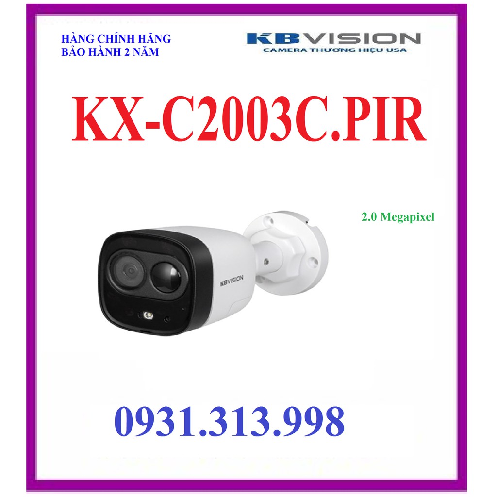 Camera HDCVI hồng ngoại 2.0 Megapixel KBVISION KX-C2003C.PIR