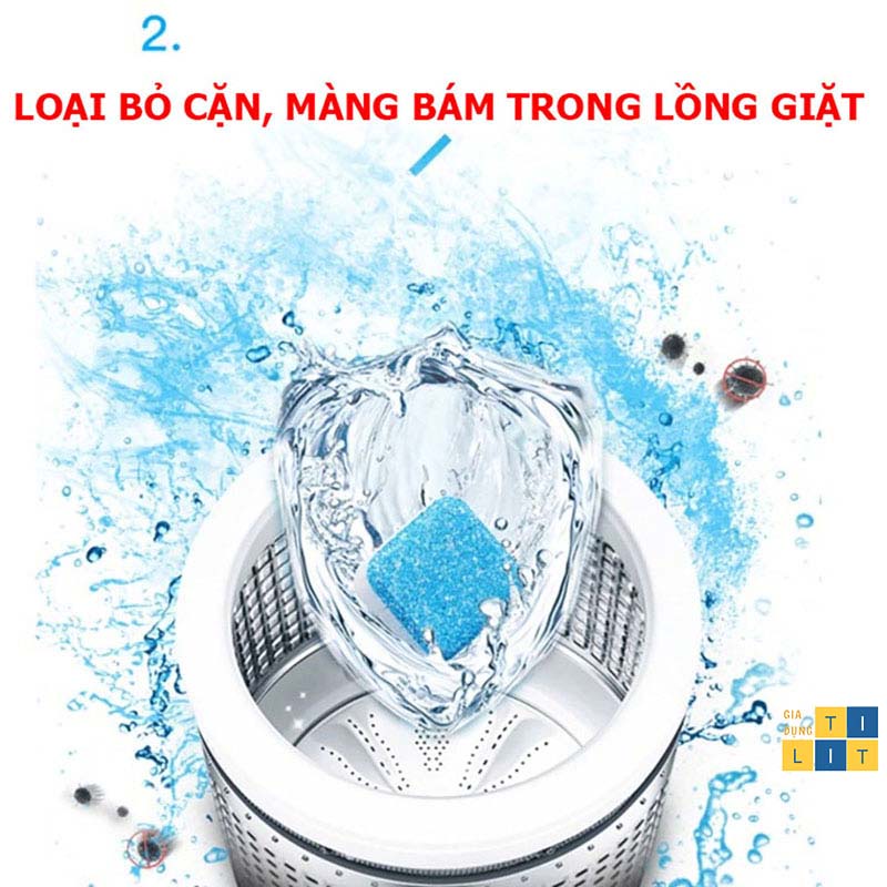 2 Viên tẩy, viên tẩy lồng giặt, vệ sinh lồng giặt, loại bỏ cặn, màng bám trong lồng giặt [SL 2 VIÊN TẨY]