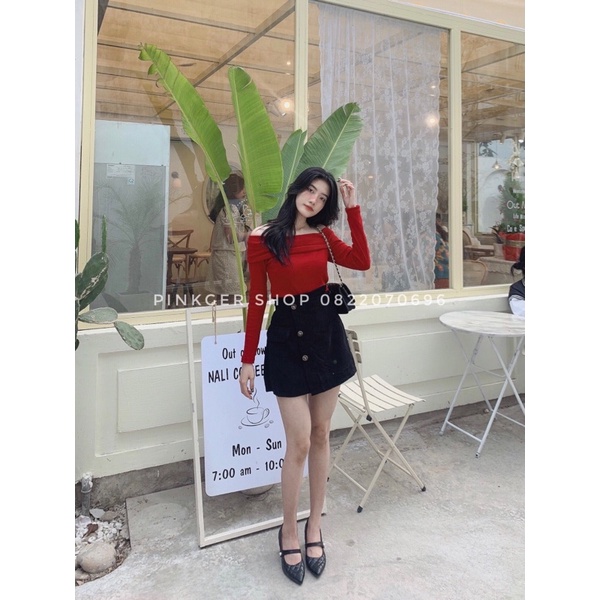 SET ÁO TRỄ VAI+VÁY NÚT - Pinkger Shop