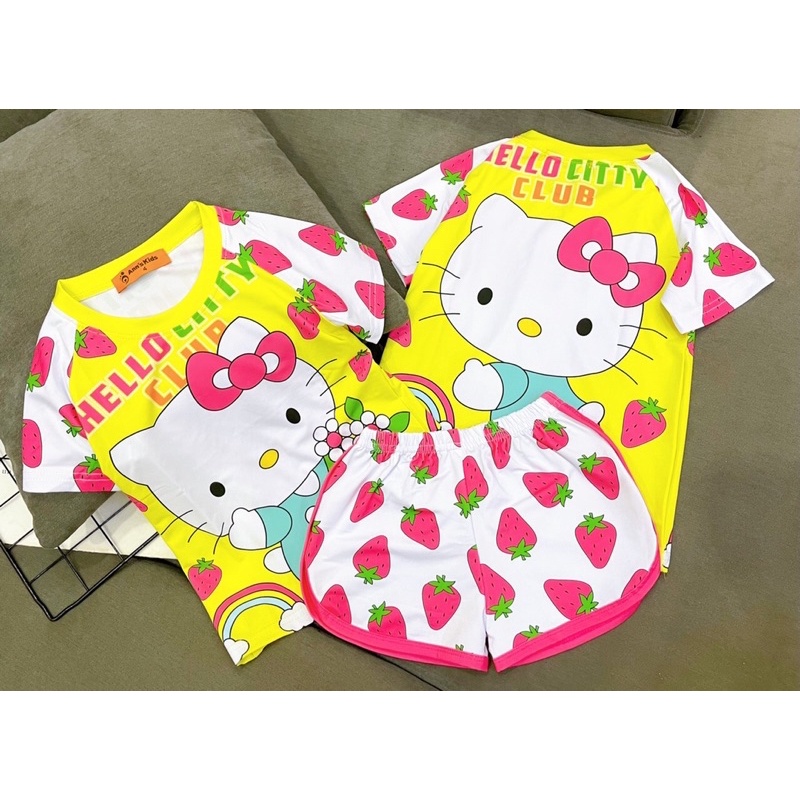 Đồ bộ quần lửng bé gái hình cực xinh size 23-40kg