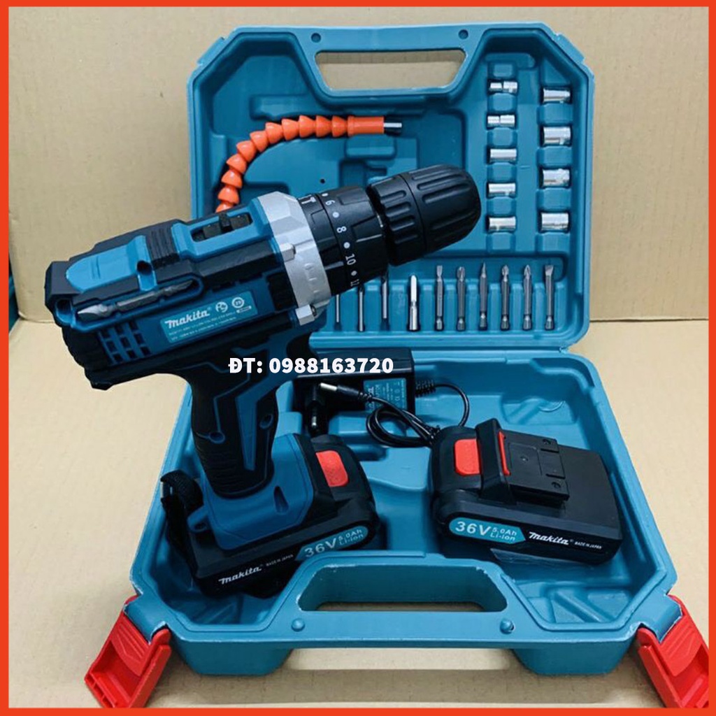 Máy khoan cầm tay, máy khoan pin bắn vít 3 chức năng Makita 36V có búa, bắt vít cực khỏe bảo hành 12 tháng CHÍNH HÃNG