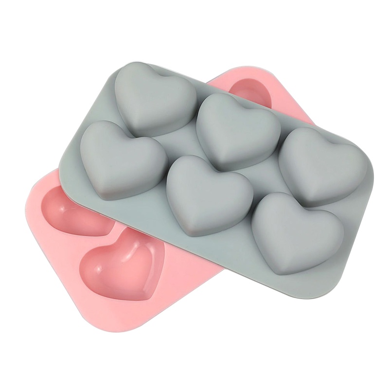 Khuôn Silicone 6 Ngăn Tạo Hình Trái Tim Trang Trí Bánh