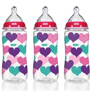 Set 3 bình sữa NUK 300ml hình tim 3 màu nguyên hộp xách tay Mỹ