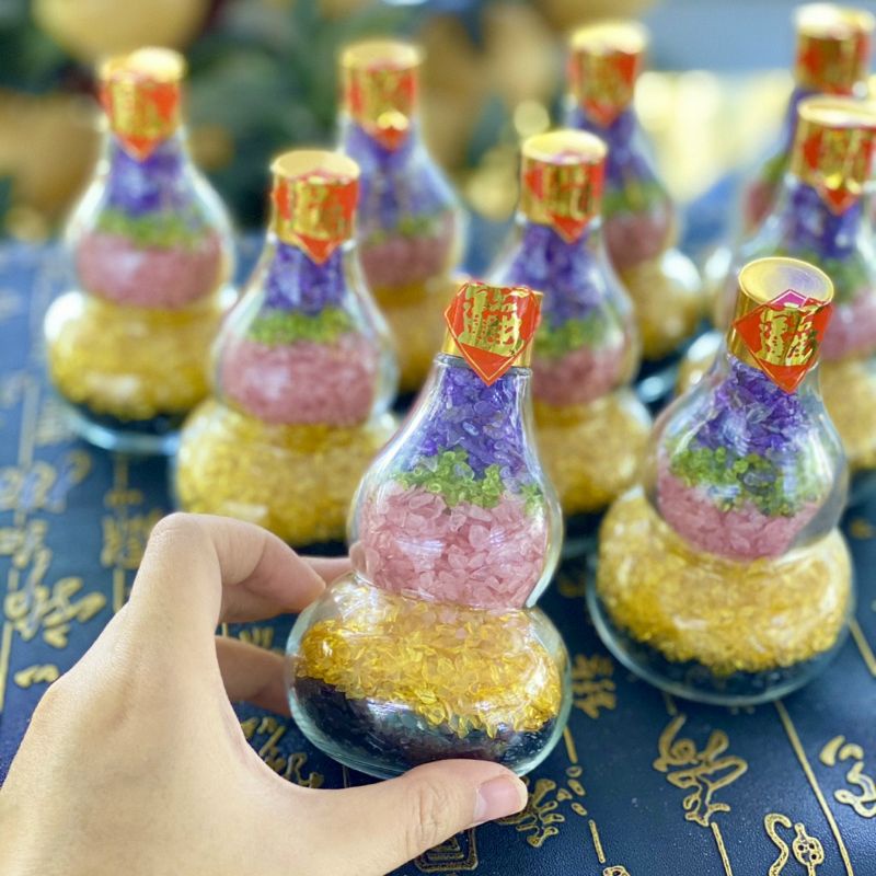 Hồ Lô Đá Vụn Thach Anh Ngũ Sắc - Cao 11cm & 14cm