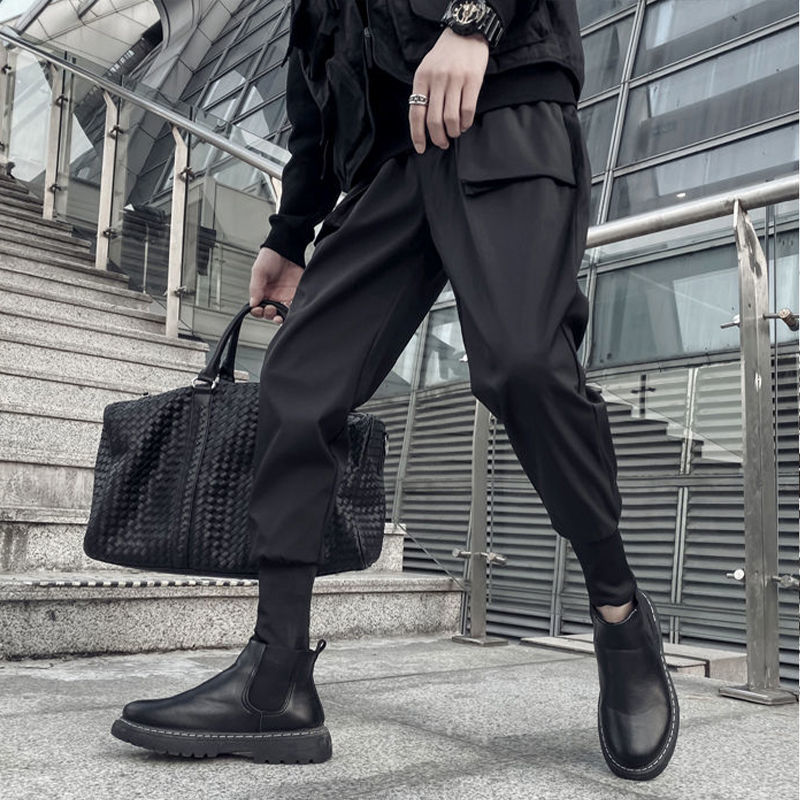 Spring Pants Men's Korean-Style Trendy Cargo Pants Youth Ankle-Tied Mechanical Style Ankle-Tied Harem Pants