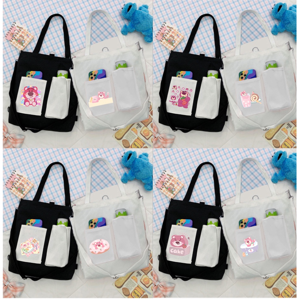 Túi Vải Tote Kiêm Balo phi hành gia TBL5 12 cung hoàng đạo ngựa thần siêu anh hùng gấu thỏ cherry lotso cáo lina stella