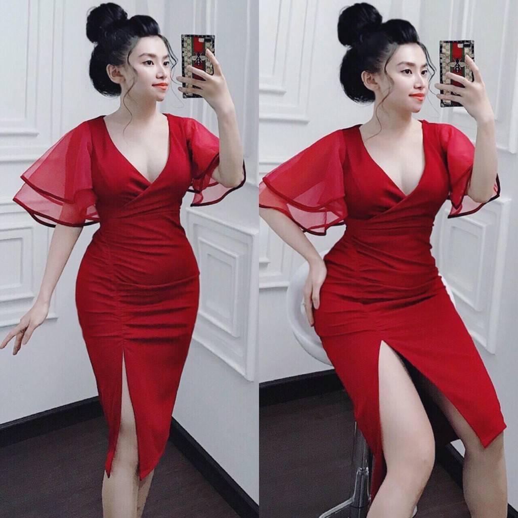 ( HÀNG CÓ SẴN) Đầm dự tiệc tay phối ren quyến rũ