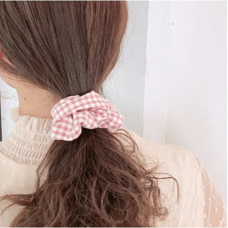 (Đọc Mô Tả )Dây buộc tóc, Cột tóc Scrunchies Co Giãn Họa Tiết Vải Caro Thời Trang Cho Nữ