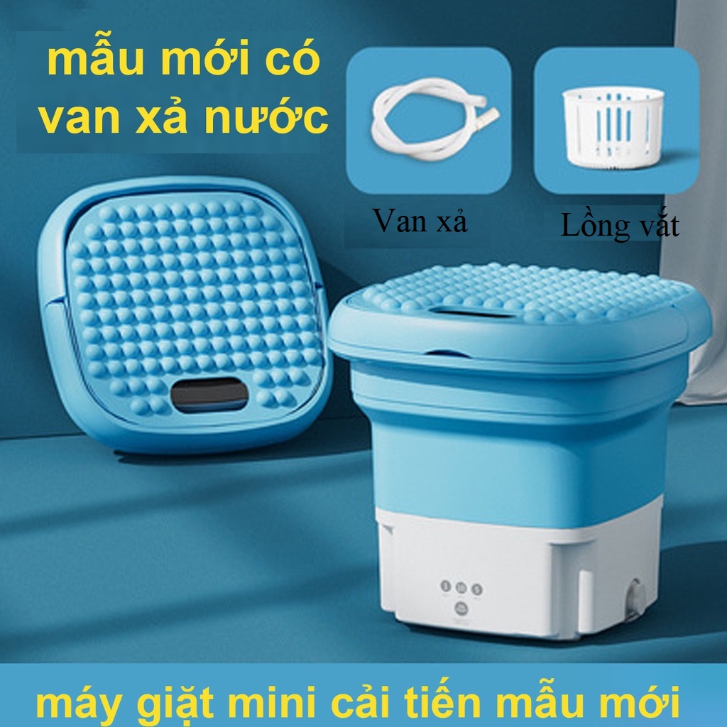 (MẪU MỚI 2022-SẴN HÀNG) Máy giặt mini gấp gọn thông minh, vắt khô, khử khuẩn bằng công nghệ Blue Ag CÓ VAN XẢ NƯỚC-L2029