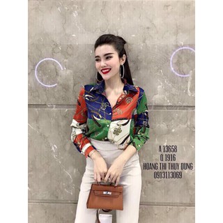 Áo sơ mi thô lụa họa tiết