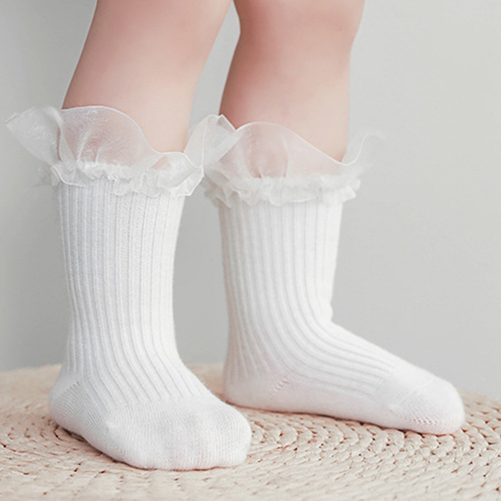 Vớ cotton chống trượt phối ren phong cách Hàn Quốc cho bé gái
