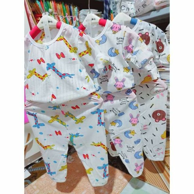 Bộ cotton giấy dài tay khuya giữa cho bé