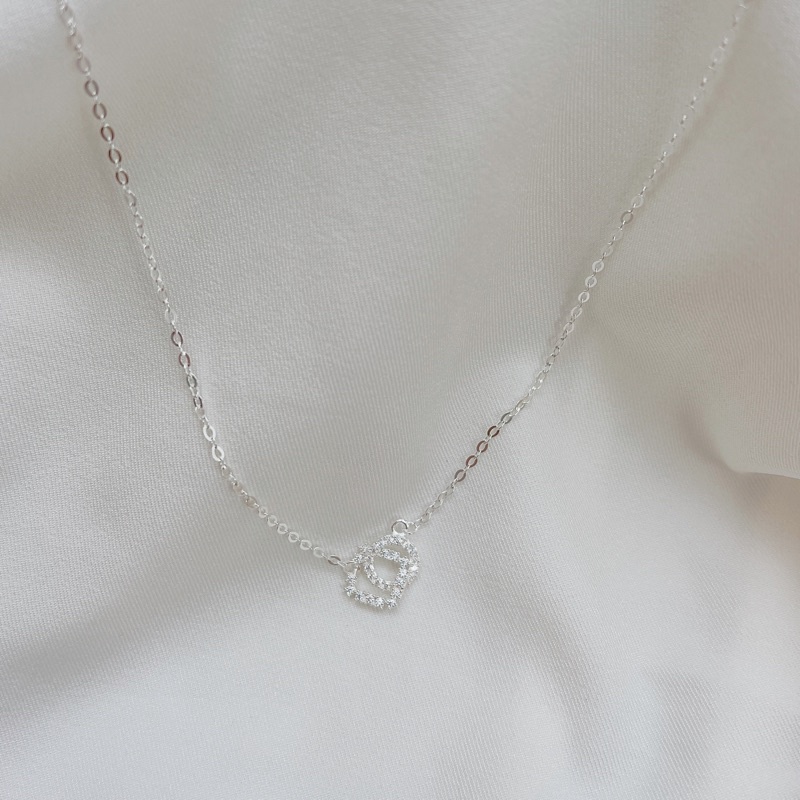 Dây chuyền bạc nữ DaLiA Jewelry vòng cổ bạc hình vuông tròn lồng vào nhau cá tính basic đẹp chuẩn bạc thật không gỉ