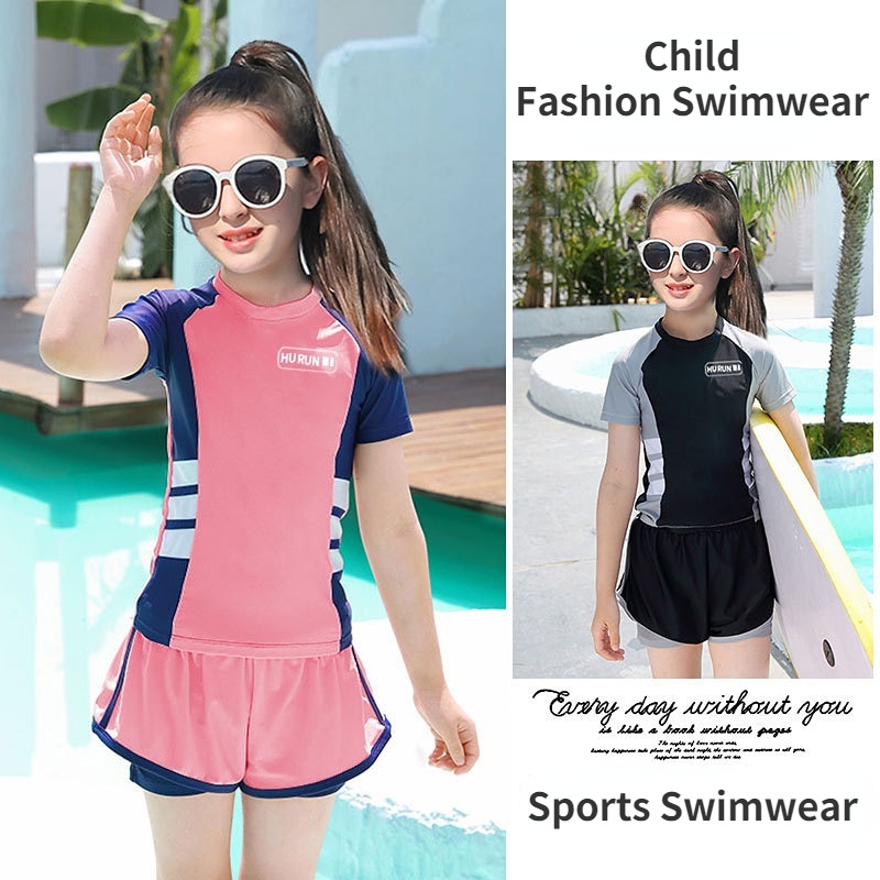 Bộ Đồ Bơi Ngắn Tay Chống Nắng Nhanh Khô Thời Trang Cho Bé Gái