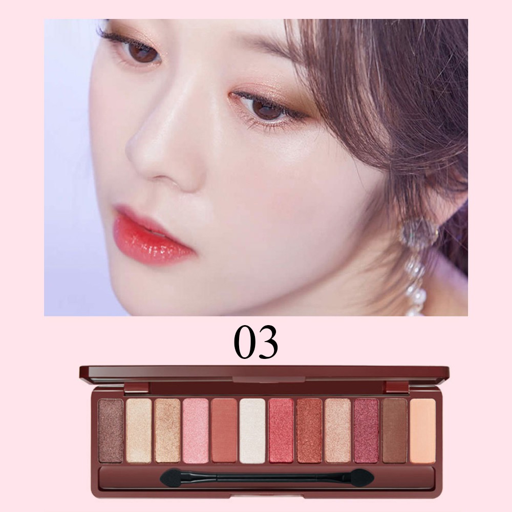 Bảng Phấn Mắt 12 Màu Lì Và Ánh Nhũ Kết Hợp Trang Điểm Kháng Nước