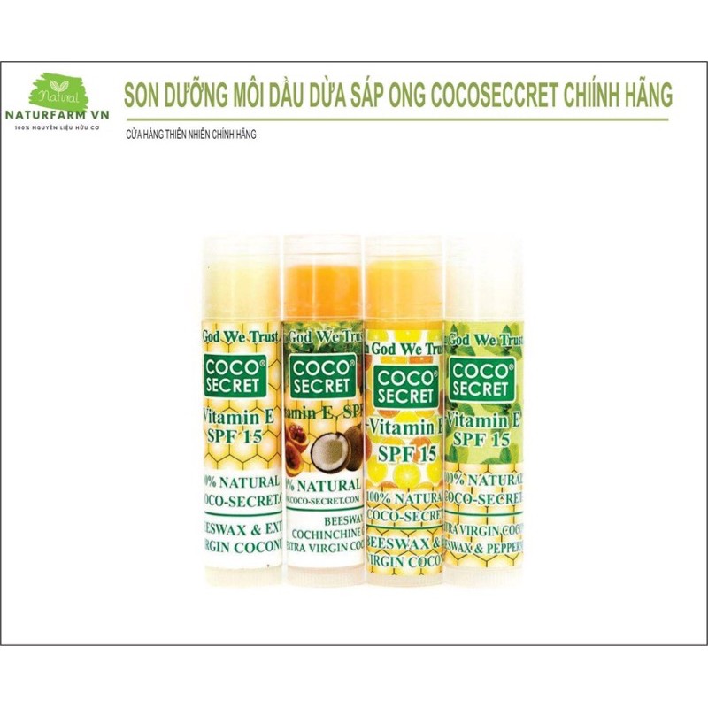 Son dưỡng môi dầu dừa sáp ong gấc & bạc hà thiên nhiên coco secret | BigBuy360 - bigbuy360.vn