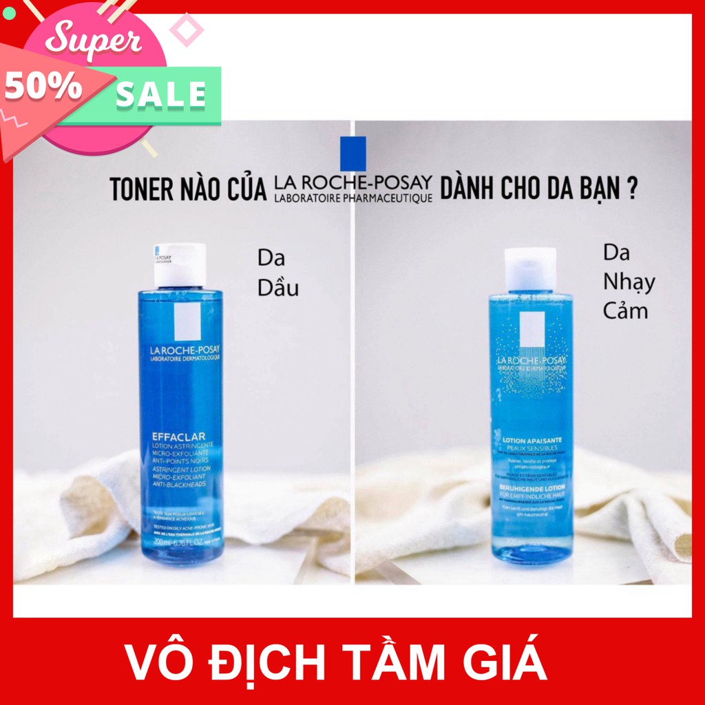 [CHÍNH HÃNG] La Roche Posay Nước Cân Bằng Da Dành Cho Da Nhờn Mụn Effaclar Toner 200ml tặng bông tẩy trang