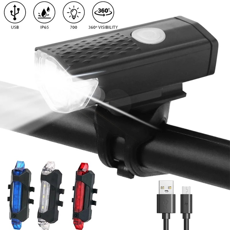 1 Bộ Đèn Pha LED Neon Chống Mưa An Toàn Có Thể Sạc Lại Bằng Cổng USB Cho Xe Đạp Leo Núi/Xe Đạp