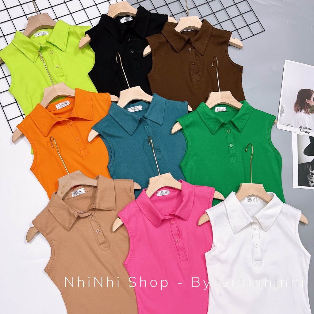 Áo thun cổ bẻ trơn sát nách dáng ôm, Áo phông vạt lượn cổ đức AT5016 - NhiNhi Shop