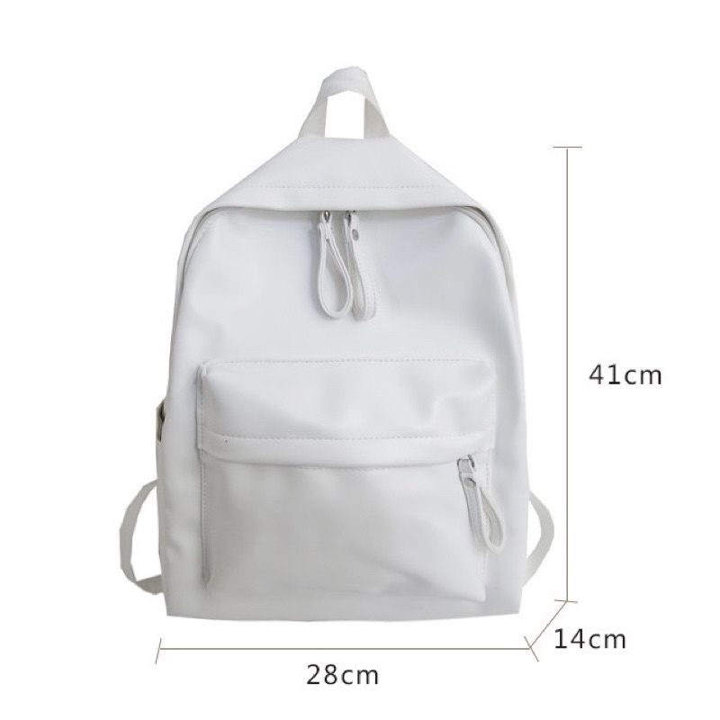 Balo Da PU, Balo Da Đi Học Chống Thấm Nước Vừa Laptop 14inch Thiết Kế Đơn Giản