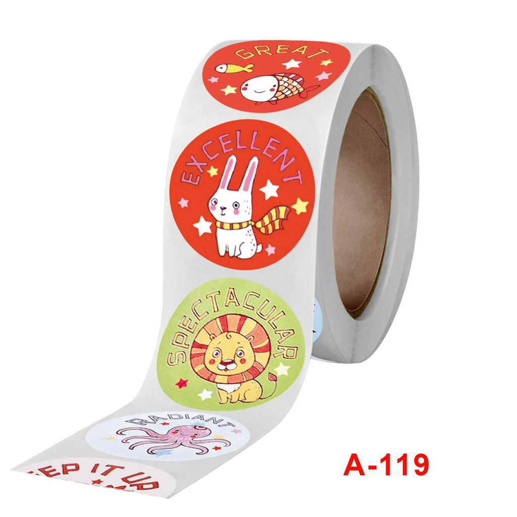 Cuộn 500 miếng dán trang trí 8 họa tiết khác nhau xinh xắn dễ thương