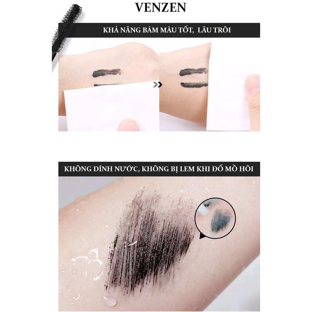 Mascara Venzen Color Chuốt Cong Làm Dài Mi, Lâu Trôi Chống Thấm Nước, Làm Mi Dày Gấp Nhiều Lần MS6002