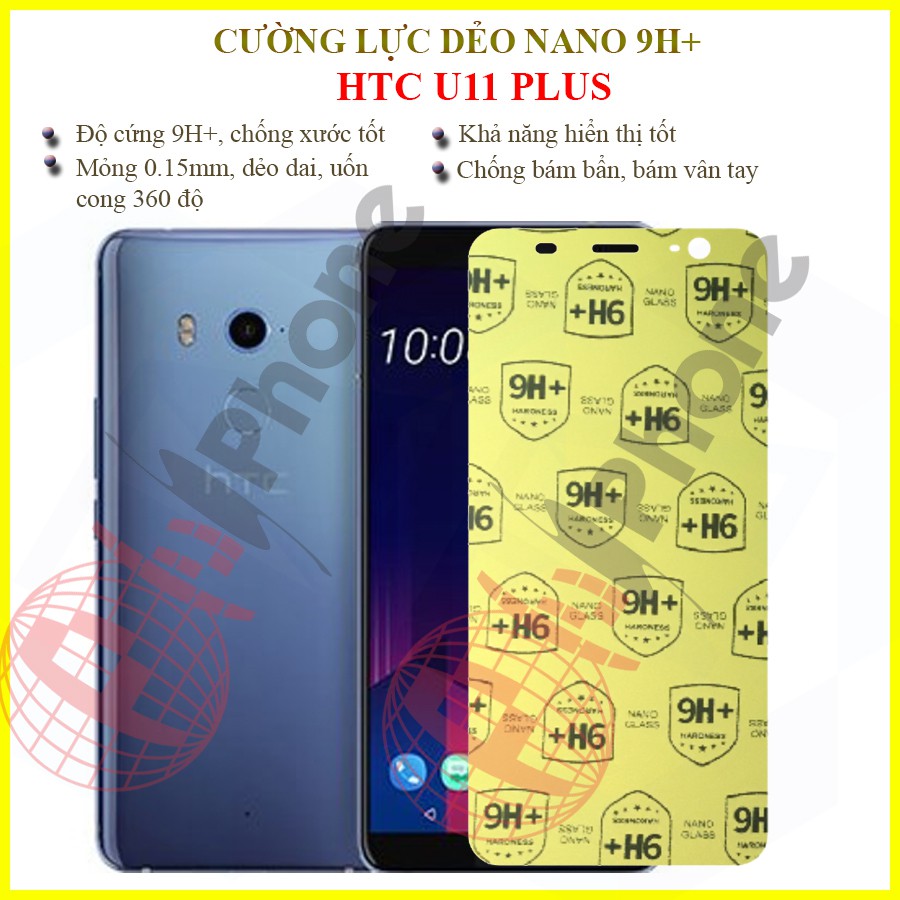Dán cường lực dẻo nano trong  hoặc nhám cho HTC U11 Plus (U11+)