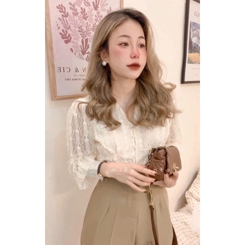 Áo Sơ mi thiết kế Ren bèo kèm ảnh thật