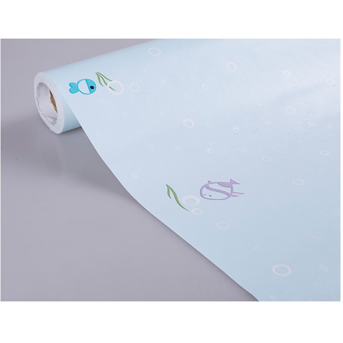 Decal giấy dán tường cá xinh màu xanh dương (khổ rông 0.45m)
