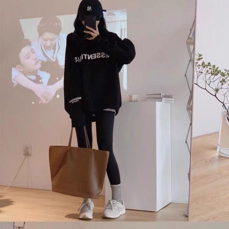 Áo Sweater nỉ Anne9x Store/ Áo Nỉ phối Tay In ESSENTIALS form Unisex phong cách Ulzzang Freesize | BigBuy360 - bigbuy360.vn