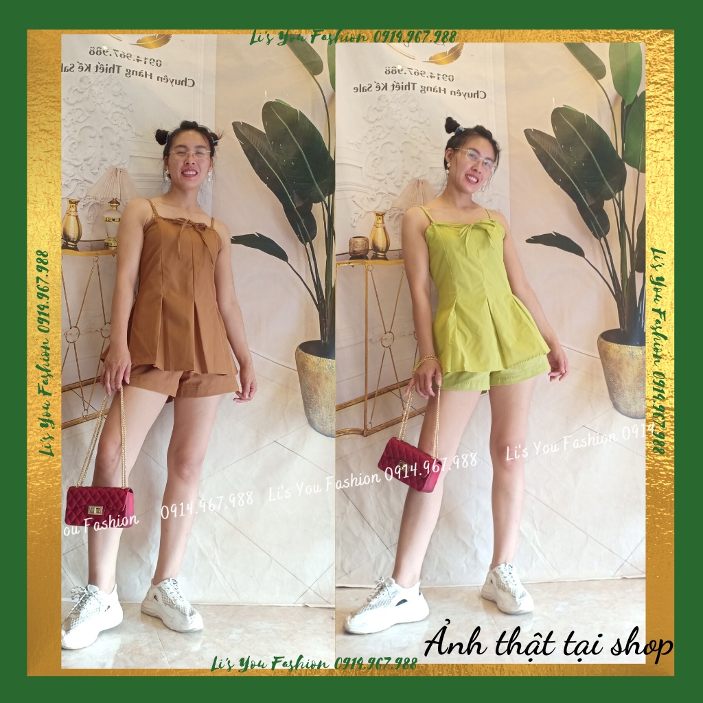 Set Đồ Nữ Đi Chơi, Set Bộ Áo Hai Dây Tiểu Thư