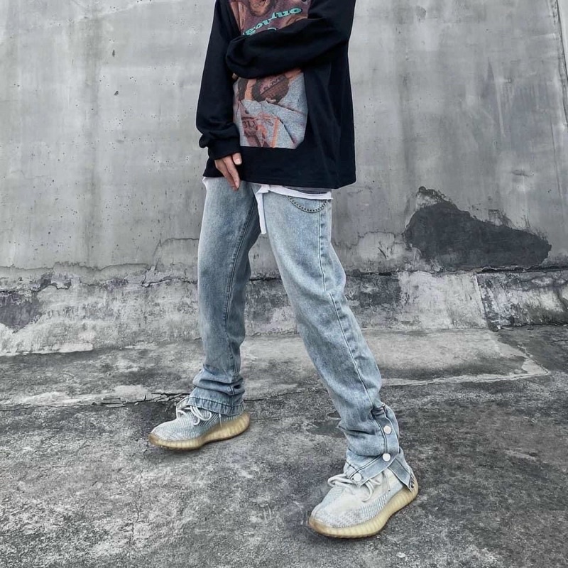Quần Jean Ống Rộng Nam 3 Cúc bấm Track Pants , Cargo Pants Phong cách streat wear Cực Ngầu unisex