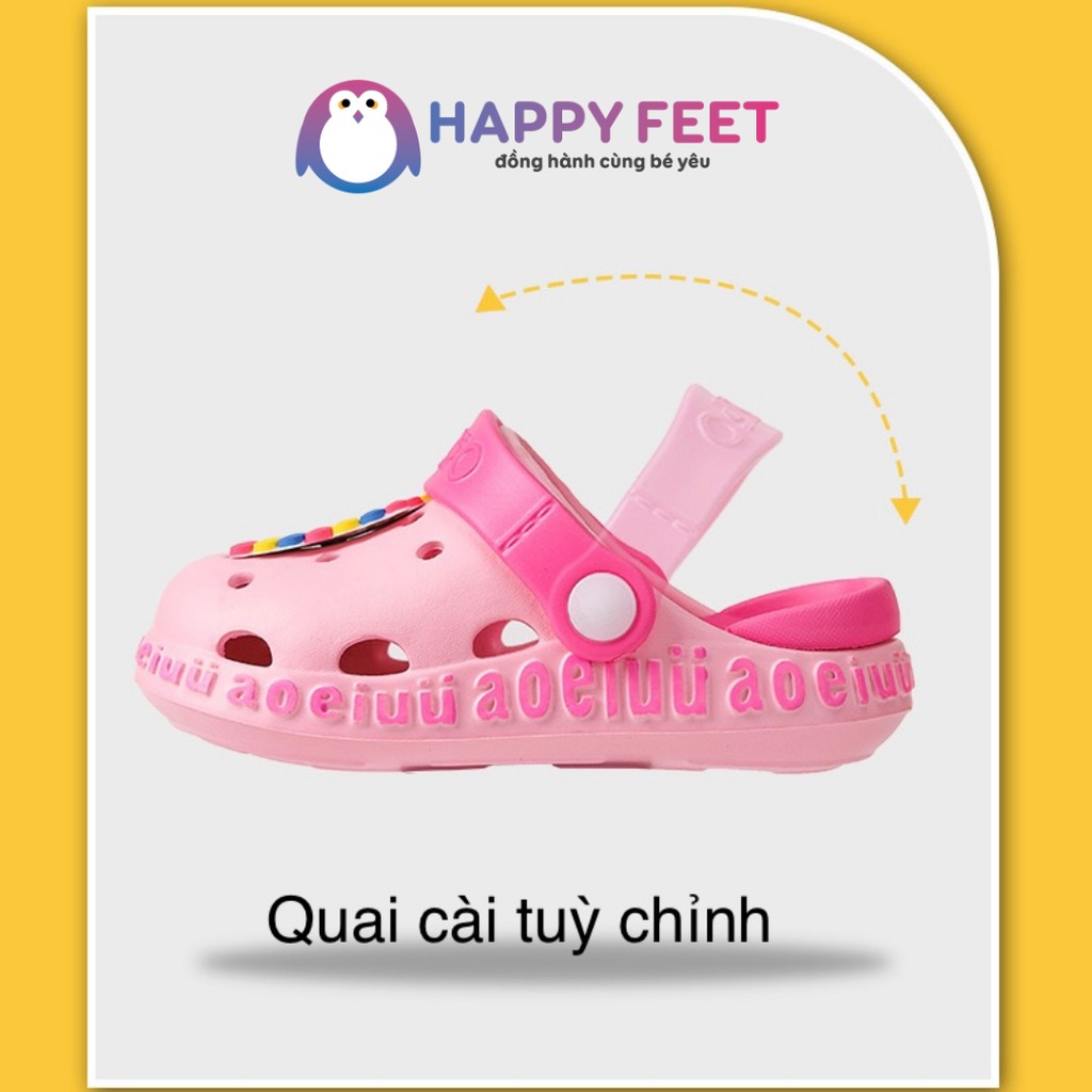 Dép sục trẻ em Happy Feet siêu nhẹ chống trơn chính hãng cho bé trai bé gái từ 1-5 tuổi- No2012