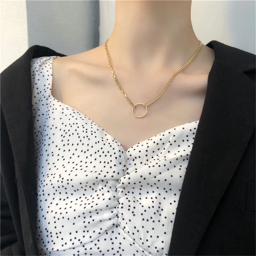 Vòng Cổ Choker Hai Lớp Thiết Kế Đơn Giản Phong Cách Hàn Quốc