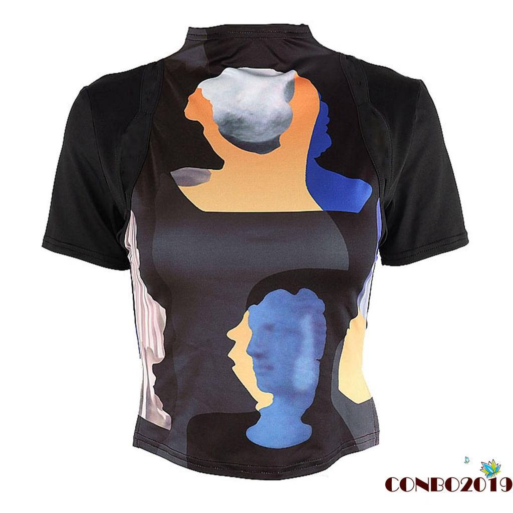 Áo Thun Tay Ngắn Cổ Tròn In Hình Chân Dung Thời Trang Dành Cho Nữ