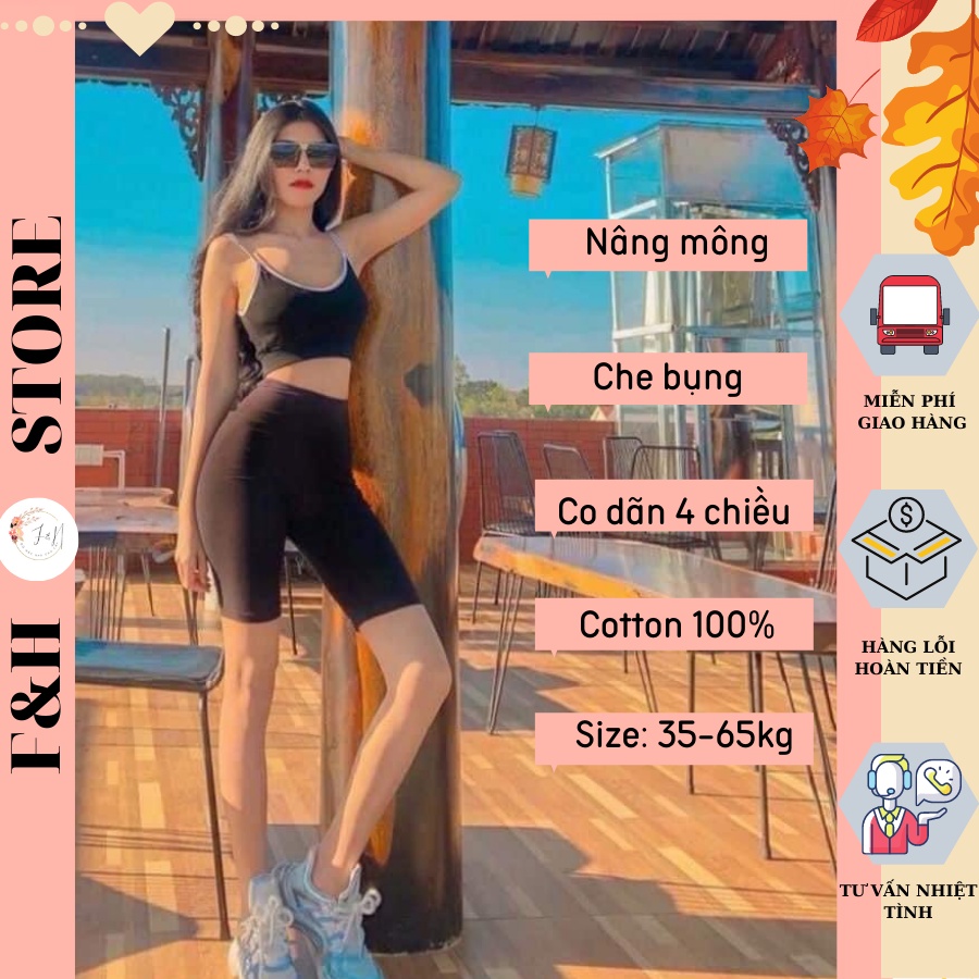 Quần legging nữ F&H nâng mông cao cấp, Legging đùi, lửng, ngố co dãn 4 chiều size 35-65kg