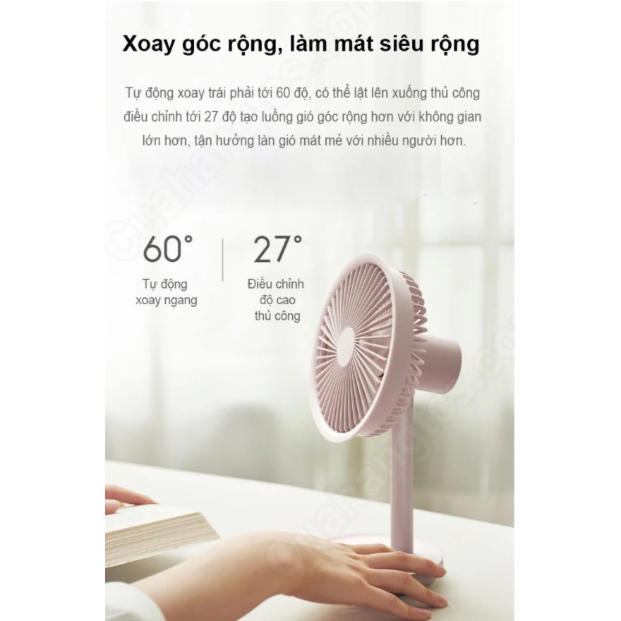 Quạt tích điện để bàn SOLOVE F5 - Quạt mini tích điện dùng 12h Xiaomi AF215 - bảo hành 1 tháng