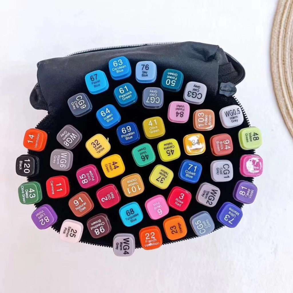 Bút Touch Mark marker 48 chi tiết màu Touchmark dạ hai đầu túi da vintage