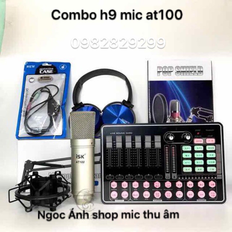 [Mã ELHACE giảm 4% đơn 300K] Combo mic ISK AT100 + SOUND CARD H9 HAY K9 + MÀNG LỌC, KẸP BÀN + TẶNG TAI CHỤP JBL