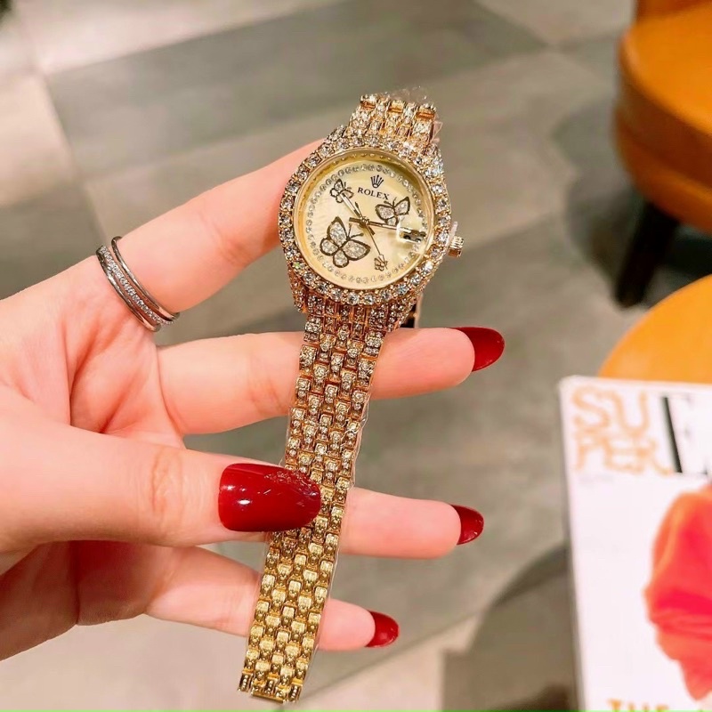 Đồng hồ nữ role.x mặt tròn hoạ tiết xinh , quai đúc đặc đính full đá. ảnh video tự quay chụp