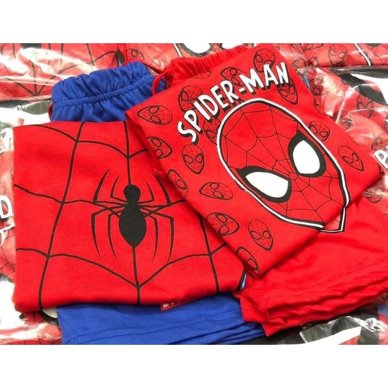Bộ Mặc Nhà, Đi Học, Đi Chơi (7-21kg) Siêu Nhân Nhện Cho Bé Trai-Set 2 Bộ Cộc Tay Trẻ Em In Hình Spider Man chất thun