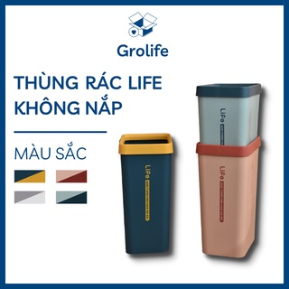 Thùng rác life không nắp, thùng rác văn phòng, bếp, decor, sọt rác gia đình, dung tích lớn