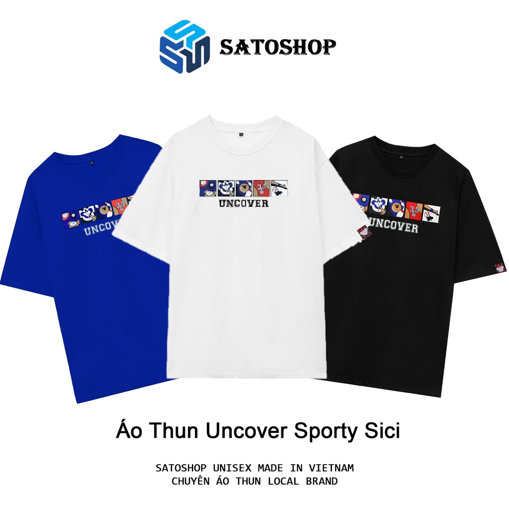Áo Thun Tay Lỡ From Rộng Uncover Sporty Sici Full Tag Chính Hãng Màu Đen, Trắng, Xanh Nam Nữ 𝙎𝙖𝙩𝙤 𝙎𝙝𝙤𝙥 𝙐𝙣𝙞𝙨𝙚𝙭