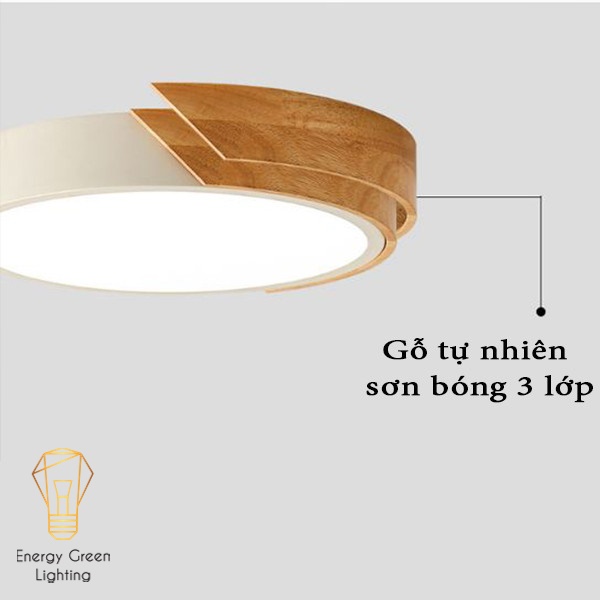 Đèn LED Ốp Trần Viền Gỗ Energy Green Lighting OT-80112 - 4 Màu - 30cm Phong Cách Hiện Đại - 3 Chế Độ Ánh Sáng