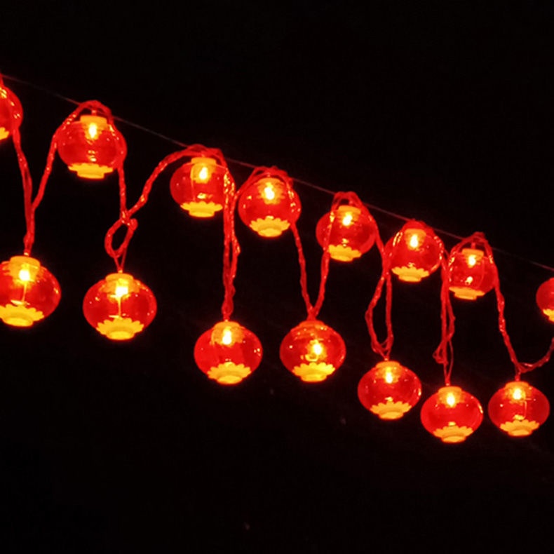 Dây LED nháy chớp hình cầu đèn lồng đỏ trang trí noel Giáng Sinh, Năm mới phúc lộc tài đầy nhà may mắn