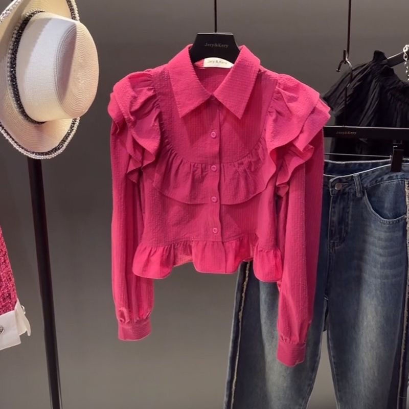 Áo Sơ Mi Nữ Dài Tay Cổ Bẻ Form Rộng Thời Trang Hàn Mới